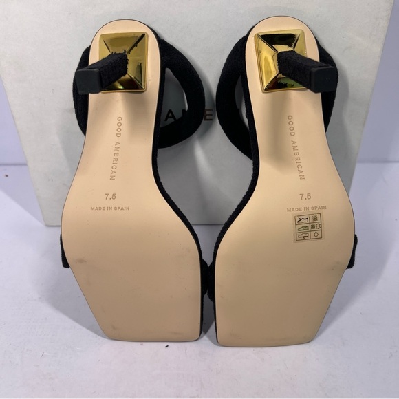 Good American Terry Cloth Square Toe High Heels Shoes Black Size 7.5 - Picture 9 of 13